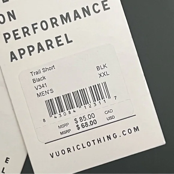 Vuori Mens Trail Shorts 6.5 Inch Inseam Lined Size XXL Black NWT $68 MSRP - Picture 6 of 6